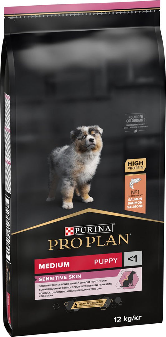 PURINA PRO PLAN Sensitive Skin Medium Puppy - zalm - 12 kg