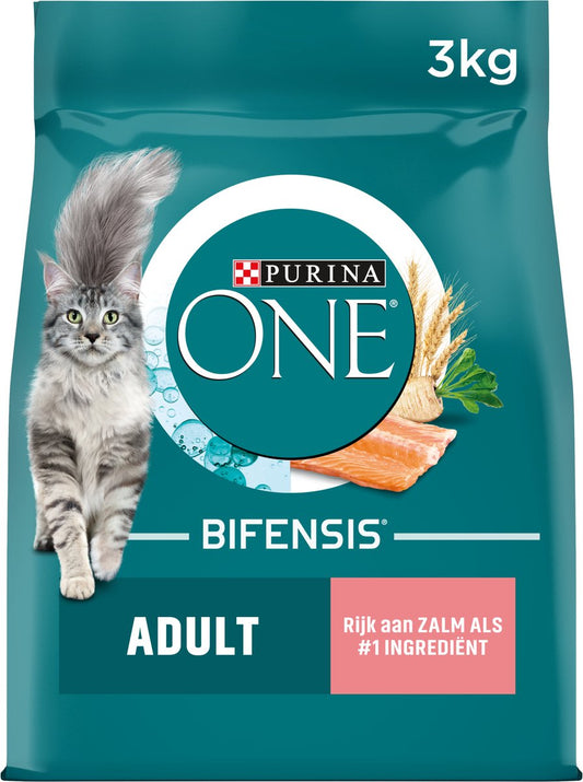 Purina ONE Adult - Kattenvoer Droogvoer - Zalm & Volkoren Granen - 3kg