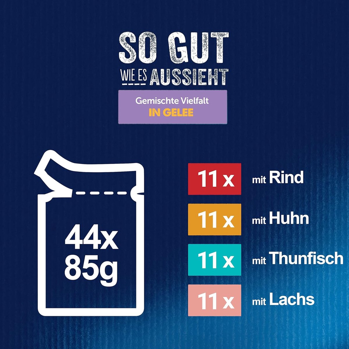 Felix kattenvoer natvoer met rund kip zalm & tonijn Multipack 44x85 g variëteiten in gelei overzicht