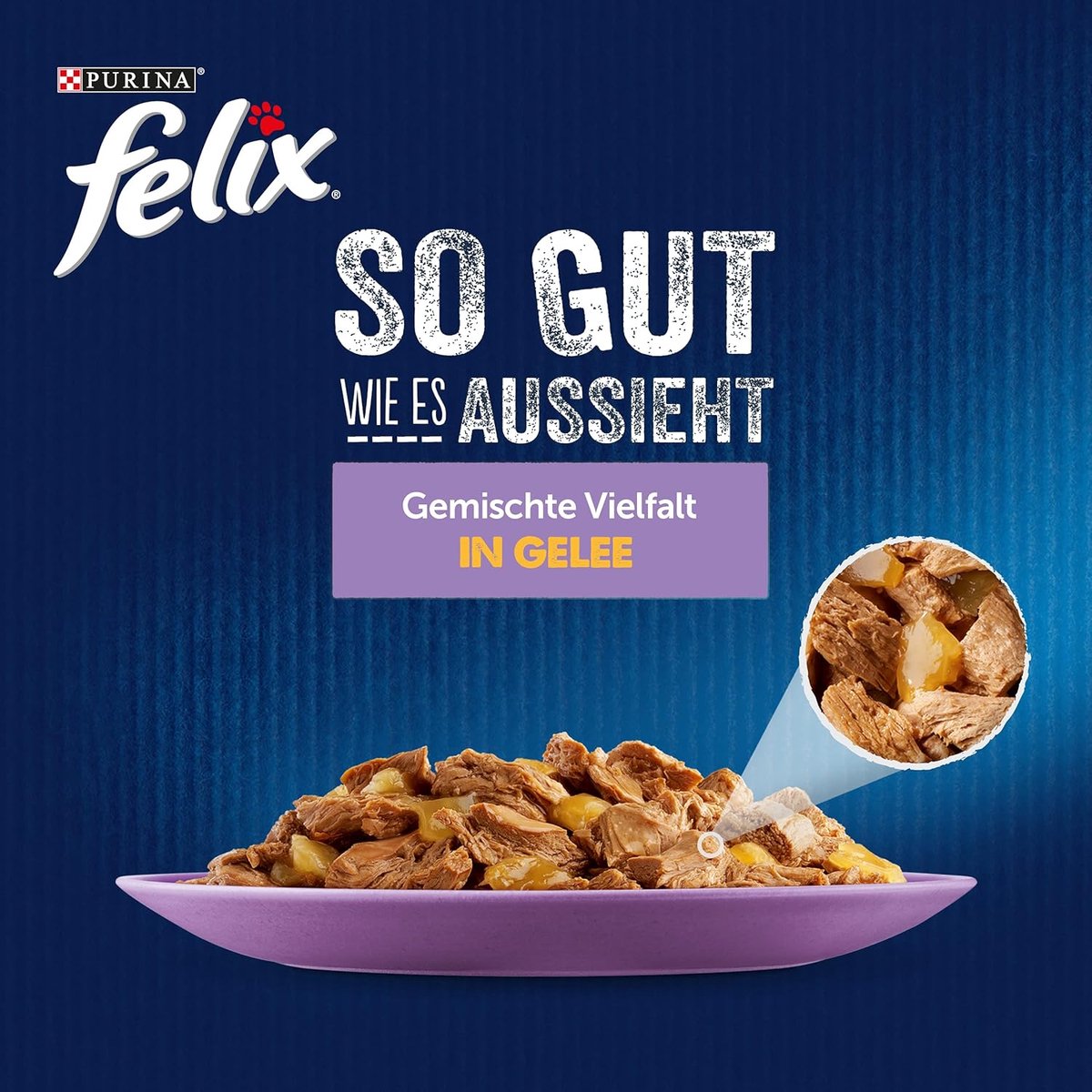 Felix kattenvoer natvoer met rund kip zalm & tonijn Multipack 44x85 g in aantrekkelijke verpakking.
