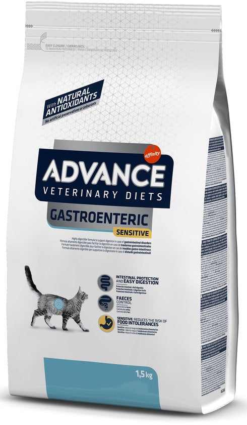 Advance Veterinary Diet Cat - Gastro Sensitive - Kattenvoer 1,5 kg verpakking met kitten op de voorkant.
