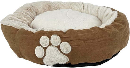 Hugs - Hondenmand Ovaal Mocha Bruin hondenbed met zachte rand en pootafdruk, ideaal voor comfort en rust.