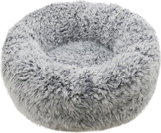 ROSEWOOD HONDENMAND SILVER FLUFF GRIJS - Rond hondenbed met zacht nepbont in grijze kleur, ideaal voor honden en katten.