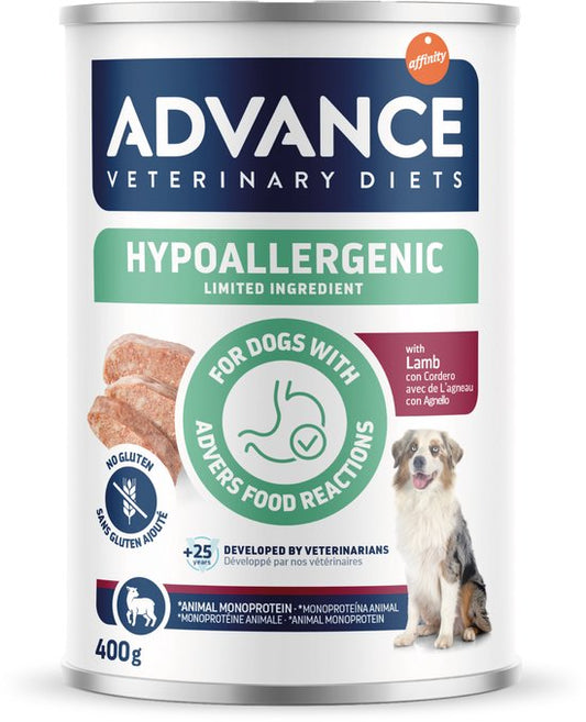 Advance Veterinary Diet Dog Hypoallergenic Lamb 6X400 gr in blik met lam als eiwitbron en glutenvrije formule