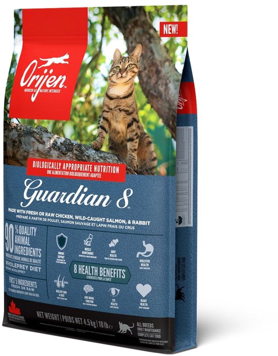 Orijen Guardian 8 Cat Kip&Kalkoen&Zalm - Kattenvoer - 4.5 kg verpakking met hoogwaardige ingrediënten