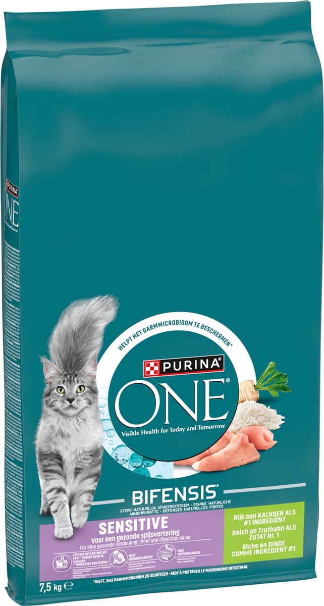 PURINA ONE Adult Sensitive - Kattenbrokjes - Kalkoen - 7.5 kg