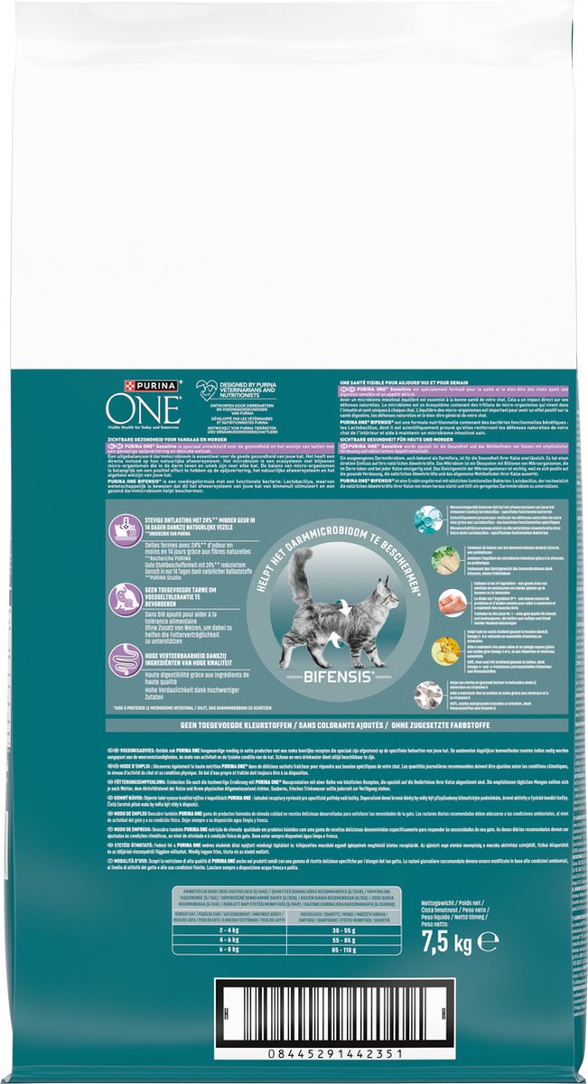 PURINA ONE Adult Sensitive - Kattenbrokjes - Kalkoen - 7.5 kg