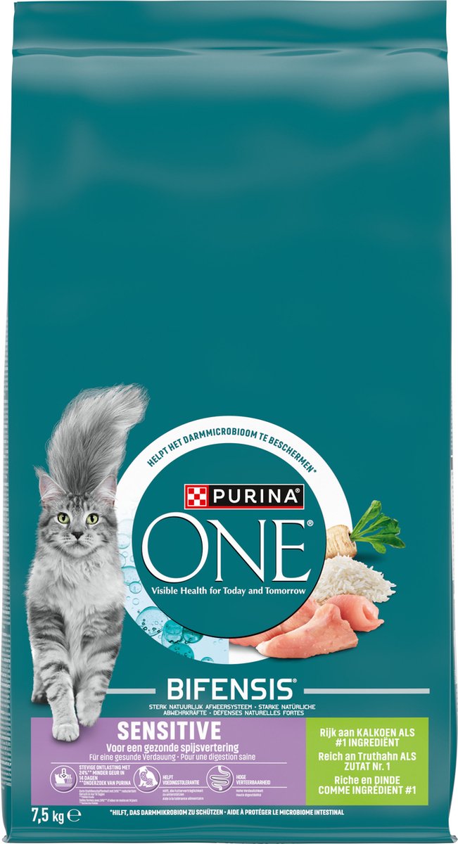 PURINA ONE Adult Sensitive - Kattenbrokjes - Kalkoen - 7.5 kg
