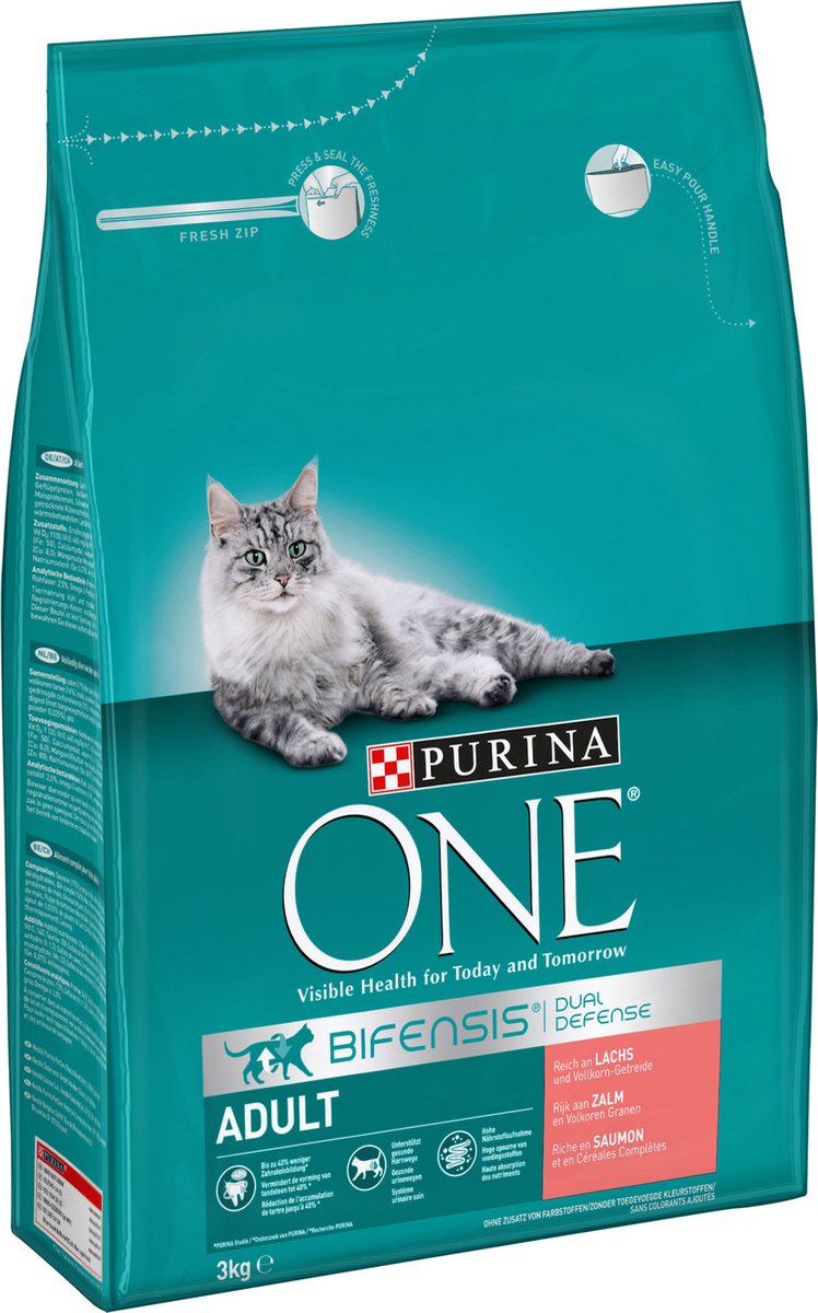 Purina ONE Adult - Kattenvoer Droogvoer - Zalm & Volkoren Granen - 3kg