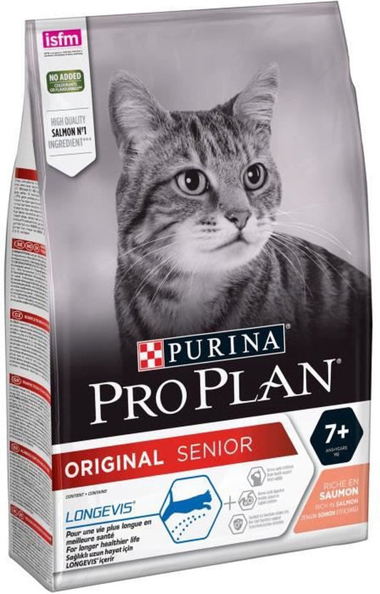 PROPLAN Zalmrijke kroketten Originele Senior Longevis 3 kg verpakking met kat