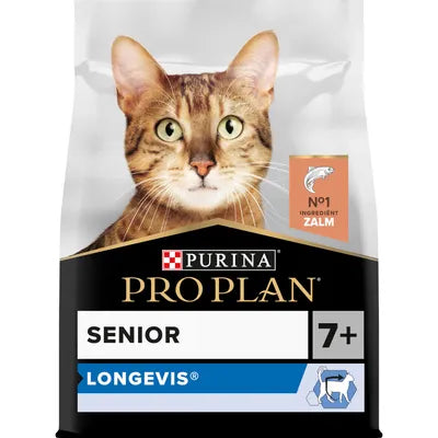 PROPLAN Zalmrijke kroketten Originele Senior Longevis 3 kg verpakking met kat op de voorkant