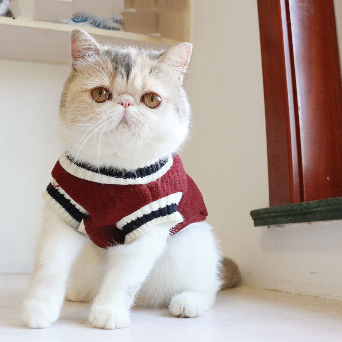 Amerykański sweter w stylu college'u z polaru z dzianiny typu cat bez rękawów