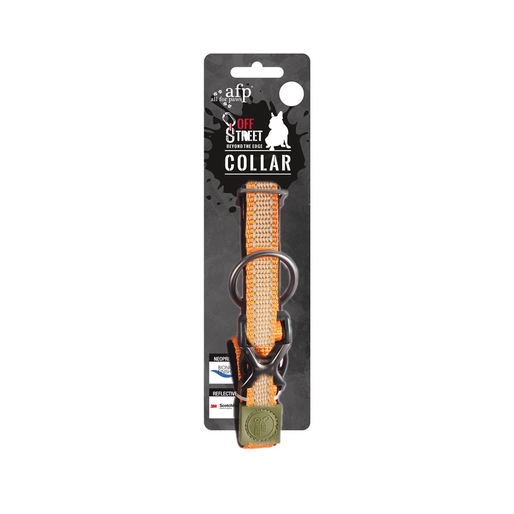Halsband voor honden mandarijn AFP, reflecterend, neopreen band, comfortabel en veilig, geschikt voor honden.