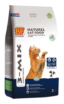 BF PETFOOD KATTENVOEDING KAT 3-MIX 2 KG kattenvoer verpakt in een zak met een afbeelding van een kat.