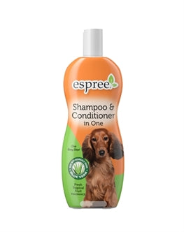 Espree Shampoo En Conditioner 2 In 1 355 ml voor honden met Aloë Vera in een fles.
