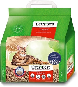 Cat's Best Oko Plus Korrels - Kattenbakvulling - 10 l verpakking met kat in een natuurlijke omgeving.